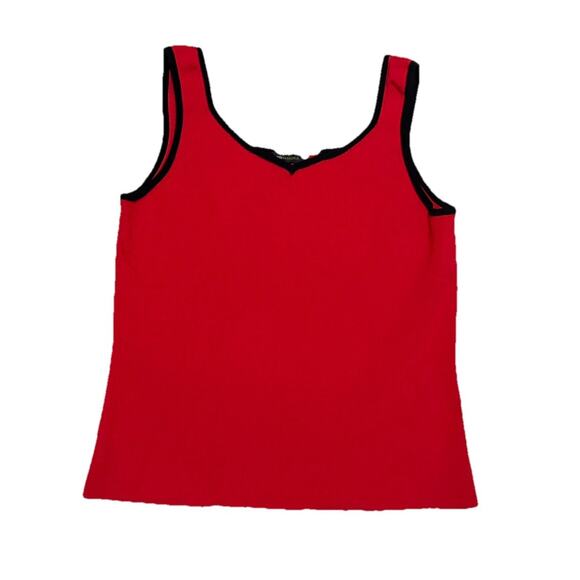 BCBG Max Azria Red Black Knit Tank Top Sz Large Vintage Y2K Stretch Sleeveless - Picture 4 of 7